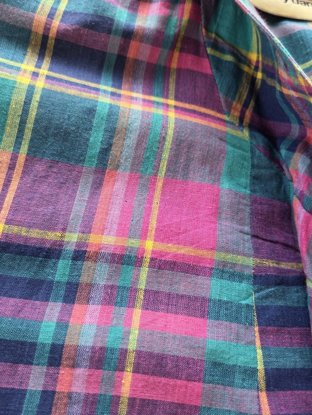 VTG Cathy Daniels Plaid Blazer Large Cotton 80s 90s Multi Color Madras Jacket - Picture 9 of 14
